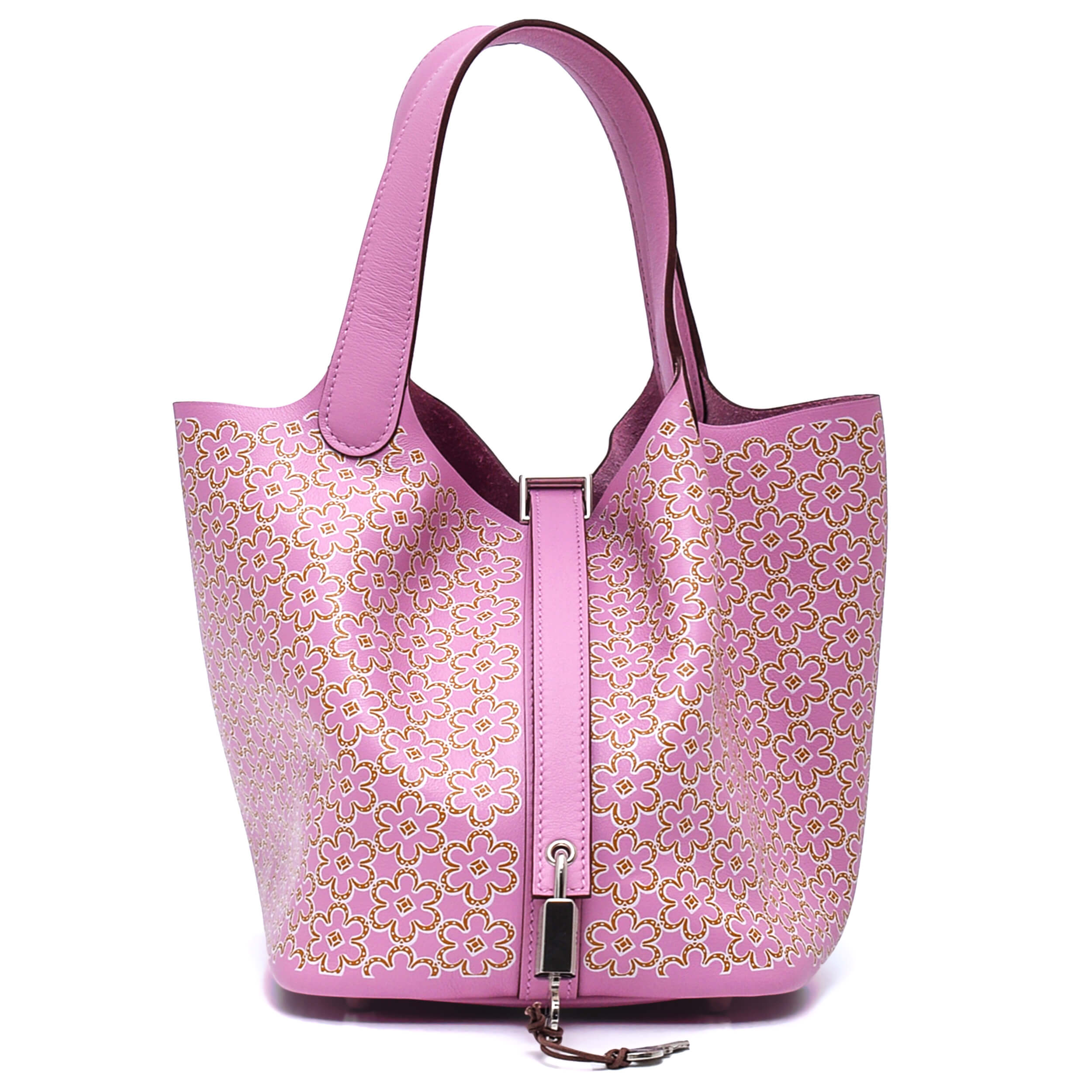 Hermes - Mauve Sylvestre Lucky Daisy Swift Leather Picotin 18 Bag